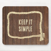 チーク材上のロープ枠と引用文 マウスパッド (正面)