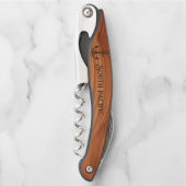 チーク航海のウッドグレインパーソナライズされたボート名 ソムリエナイフ (正面)