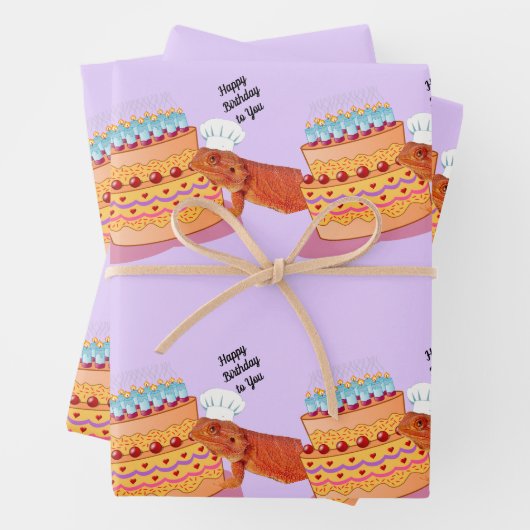 チーク誕生日ベアディ(ひげドラゴン) ラッピングペーパーシート (インサイチュ)