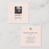 チーク ピンク ブラック スクリプト ロゴ フォト メイクアップ スクエア名刺 (正面/裏面)