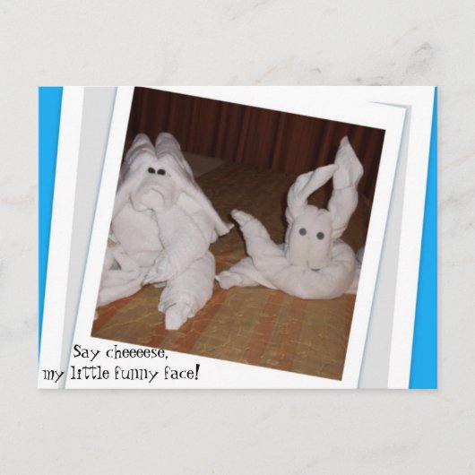 チーシーーと言っておもしろい私の小さな顔! ポストカード (正面)