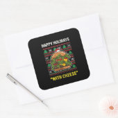 チーズおもしろいギフトと幸せな休日クリスマス スクエアシール (封筒)