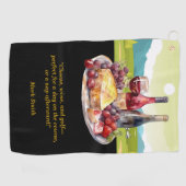 チーズおもしろいワインについてのゴルファーのための引用文 ゴルフタオル (横)