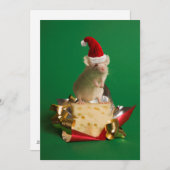 チーズが付いているサンタの帽子を持つマウス シーズンカード (正面/裏面)