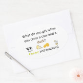 チーズとクッカーのジョーク 楕円形シール (封筒)