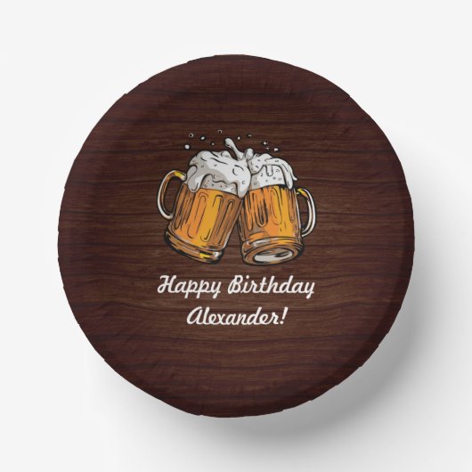 チーズとビールで乾杯 40歳の誕生日 ラスティック ペーパーボウル (正面)