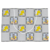 チーズとマウス赤ちゃんシャワーイエローグレー抱き枕 ラージペーパーバッグ (正面)