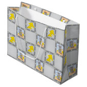 チーズとマウス赤ちゃんシャワーイエローグレー抱き枕 ラージペーパーバッグ (正面アングル)