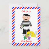 チーズとワインのフランス風テーマパーティーの楽しい招待状 招待状 (正面)