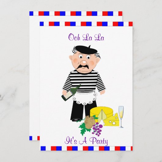 チーズとワインのフランス風テーマパーティ 招待状 (正面/裏面)