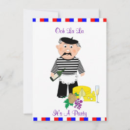 チーズとワインのフランス風テーマパーティ 招待状