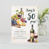 チーズとワインの盛り合わせ アダルト50歳の誕生日 招待状 (スタンド正面)