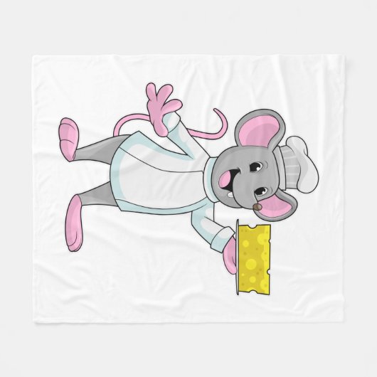 チーズと調理師としてのマウス フリースブランケット (正面(横))