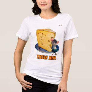 チーズにもたれかかった漫画のネズミ トライブレンドTシャツ