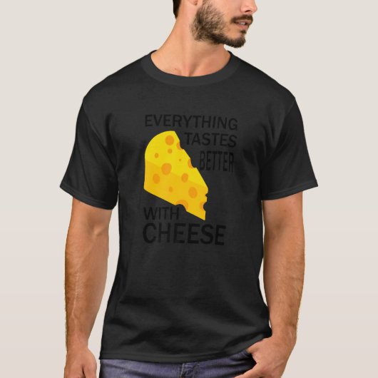 チーズのある人生 皮肉なフレーズ 食べ物 チーズ職人 Tシャツ (正面)