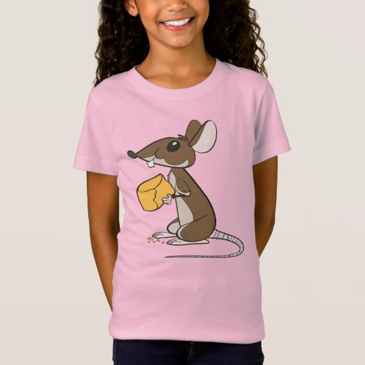 チーズのかわいい茶色のネズミ Tシャツ (正面)