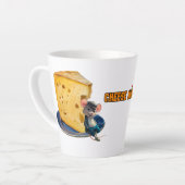 チーズのスライスを愛する漫画のマウス カフェラテマグ (左アングル)