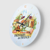 チーズのピザ時計。Fromages De France ラージ壁時計 (傾斜)