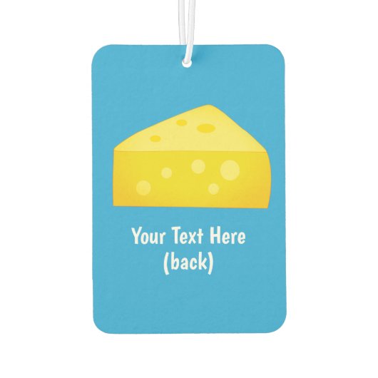 チーズの塊 – 黄色と青のチーズのテーマ カーエアーフレッシュナー (裏面)