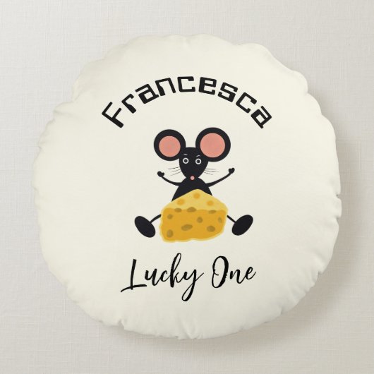 チーズの小さなねずみ ラウンドクッション (正面)