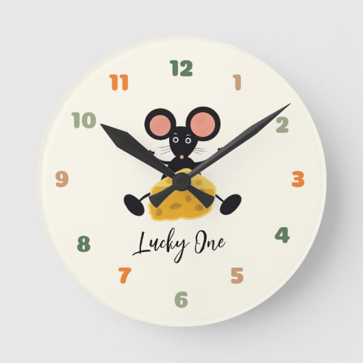 チーズの小さなネズミ ラウンド壁時計 (正面)