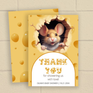 チーズの小さなマウス赤ちゃんシャワーありがとう カード