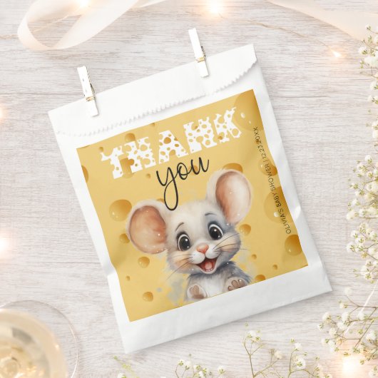 チーズの小さなマウス赤ちゃんシャワーありがとう フェイバーバッグ (クリップ留めされた状態)