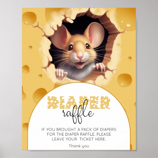 チーズの小さなマウス赤ちゃんシャワーおむつラッフル ポスター (正面)