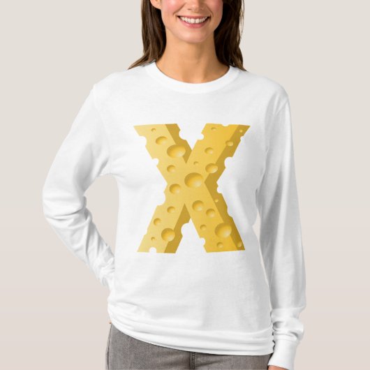 チーズの文字Xタイポグラフィ Tシャツ (正面)