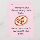 チーズの溶けたピザのハート型バレンタイン シーズンカード (正面/裏面)