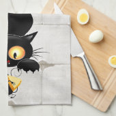 チーズの漫画キャラクターと猫とおもしろい キッチンタオル (四つ折り)