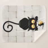 チーズの漫画キャラクターと猫とおもしろい シェルパブランケット (正面(横))