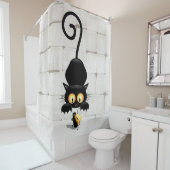 チーズの漫画キャラクターと猫とおもしろい シャワーカーテン (インサイチュ)