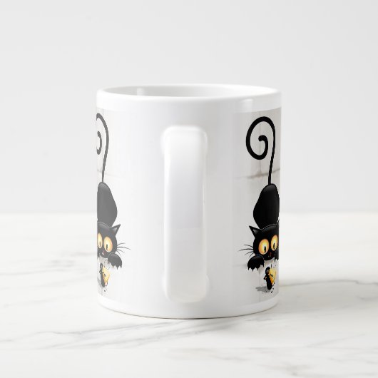 チーズの漫画キャラクターと猫とおもしろい ジャンボコーヒーマグカップ (裏面)