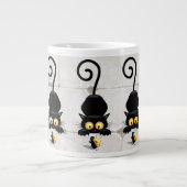 チーズの漫画キャラクターと猫とおもしろい ジャンボコーヒーマグカップ (正面)