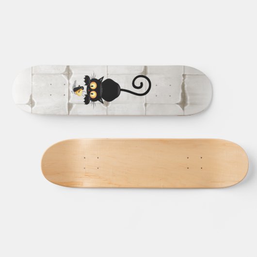 チーズの漫画キャラクターと猫とおもしろい スケートボード (横)