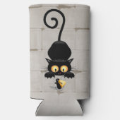 チーズの漫画キャラクターと猫とおもしろい スリム缶クーラー (裏面)