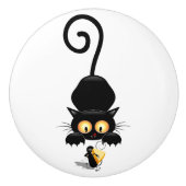 チーズの漫画キャラクターと猫とおもしろい セラミックノブ (正面)