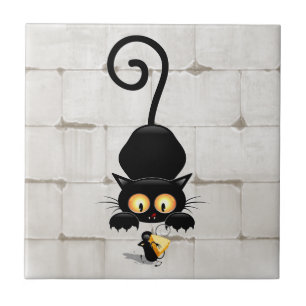 チーズの漫画キャラクターと猫とおもしろい タイル