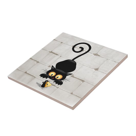 チーズの漫画キャラクターと猫とおもしろい タイル (側面)