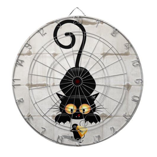 チーズの漫画キャラクターと猫とおもしろい ダーツボード (正面)