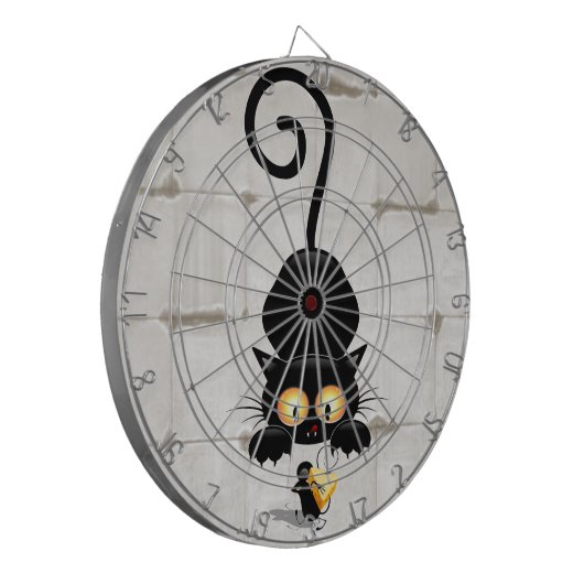 チーズの漫画キャラクターと猫とおもしろい ダーツボード (正面左)