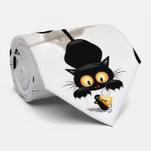 チーズの漫画キャラクターと猫とおもしろい ネクタイ (ロール)