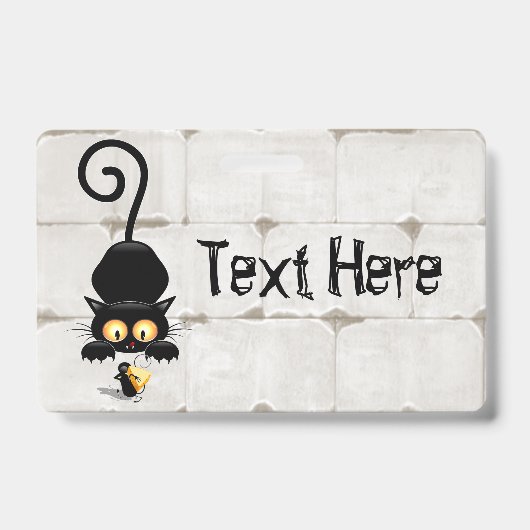 チーズの漫画キャラクターと猫とおもしろい バッジ (正面)