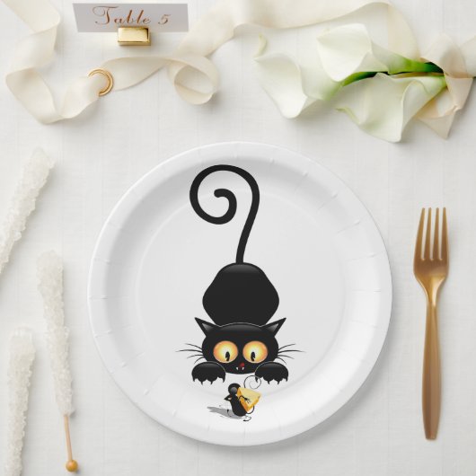 チーズの漫画キャラクターと猫とおもしろい ペーパープレート (ウェディング)