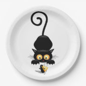 チーズの漫画キャラクターと猫とおもしろい ペーパープレート (正面)