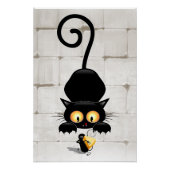 チーズの漫画キャラクターと猫とおもしろい ポスター (正面)