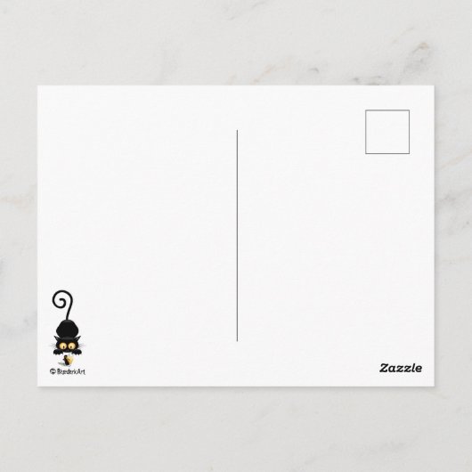 チーズの漫画キャラクターと猫とおもしろい ポストカード (裏面)