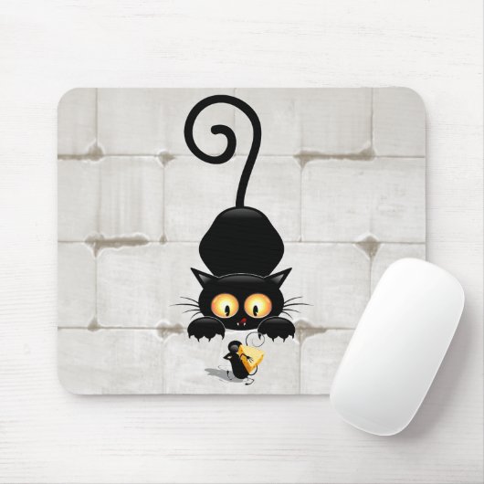チーズの漫画キャラクターと猫とおもしろい マウスパッド (マウス)