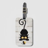 チーズの漫画キャラクターと猫とおもしろい ラゲッジタグ (正面縦)